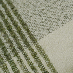Handwoven Textured Cotton Cushion Cover – Olive Green & Ivory Striped Design, 45 x 45 cm