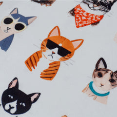 Cute Cat Printed Cotton Cushion Cover 45x45 cm | Decorative Throw Pillow Cover with Concealed Zip | Modern Pet-Themed Home Décor | 18 x 18 Inch