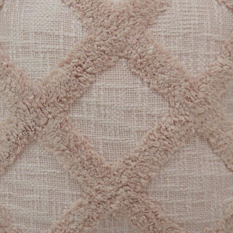 Tufted Diamond Pattern Cotton Cushion Cover – Beige Textured Throw Pillow Cover 45x45 cm - Bulk manufacturer & supplier from Panipat, India