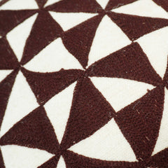 Machine Embroidered Geometric Cotton Cushion Cover – 45 x 45 cm | Brown & Ivory