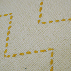 Hand Embroidered Ivory & Mustard Zigzag Cotton Cushion Cover – 35 x 50 cm