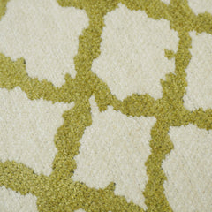 Ivory and olive green geometric jacquard cotton cushion cover 45x45 cm