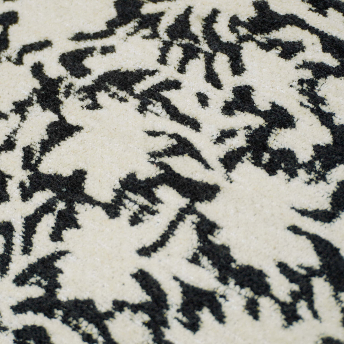 Black and cream abstract floral textured jacquard cushion cover 45x45 cm