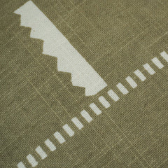 Olive Green & Ivory Printed Cotton Cushion Cover – Geometric Pattern, 45 x 45 cm