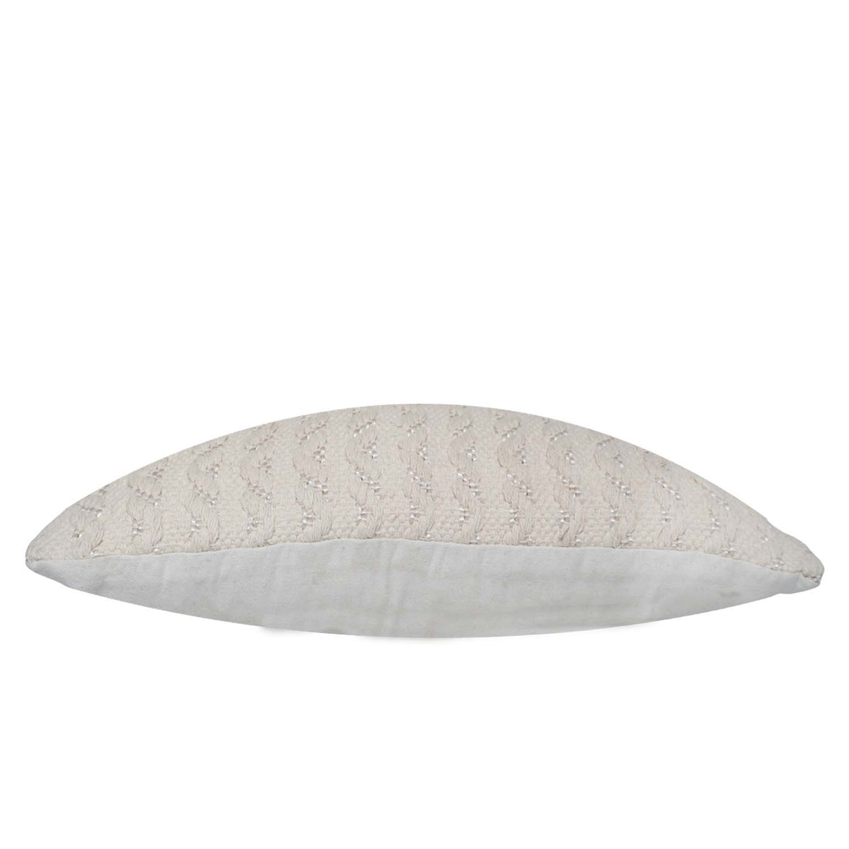Handmade Textured Cotton Cushion Cover 40x60 cm | Ivory Woven Decorative Lumbar Pillow Cover | Modern Boho Farmhouse Home Décor | Hidden Zipper - Bulk manufacturer & supplier from Panipat, India