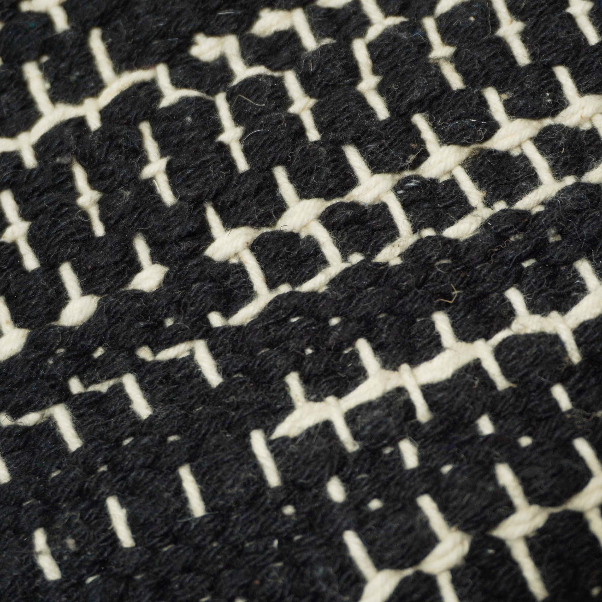 Handwoven Cotton Cushion Cover 45x45 cm | Black & Ivory Textured Woven Throw Pillow Cover | Modern Boho Decorative Cushion Cover with Hidden Zip | 18x18 Inch