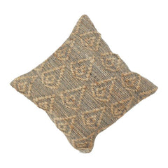 Handgewebter Kissenbezug aus Baumwolle und Jute 45x45 cm | Strukturiertes geometrisches Muster | Boho Rustikaler Dekokissenbezug | Neutraler Erdtöne Sofakissen