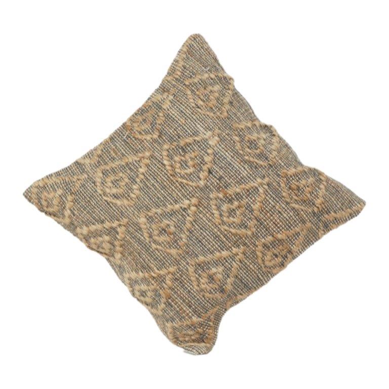 Handwoven Cotton Jute Cushion Cover 45x45 cm | Textured Geometric Pattern | Boho Rustic Decorative Pillow Case | Neutral Earth Tone Sofa Cushion