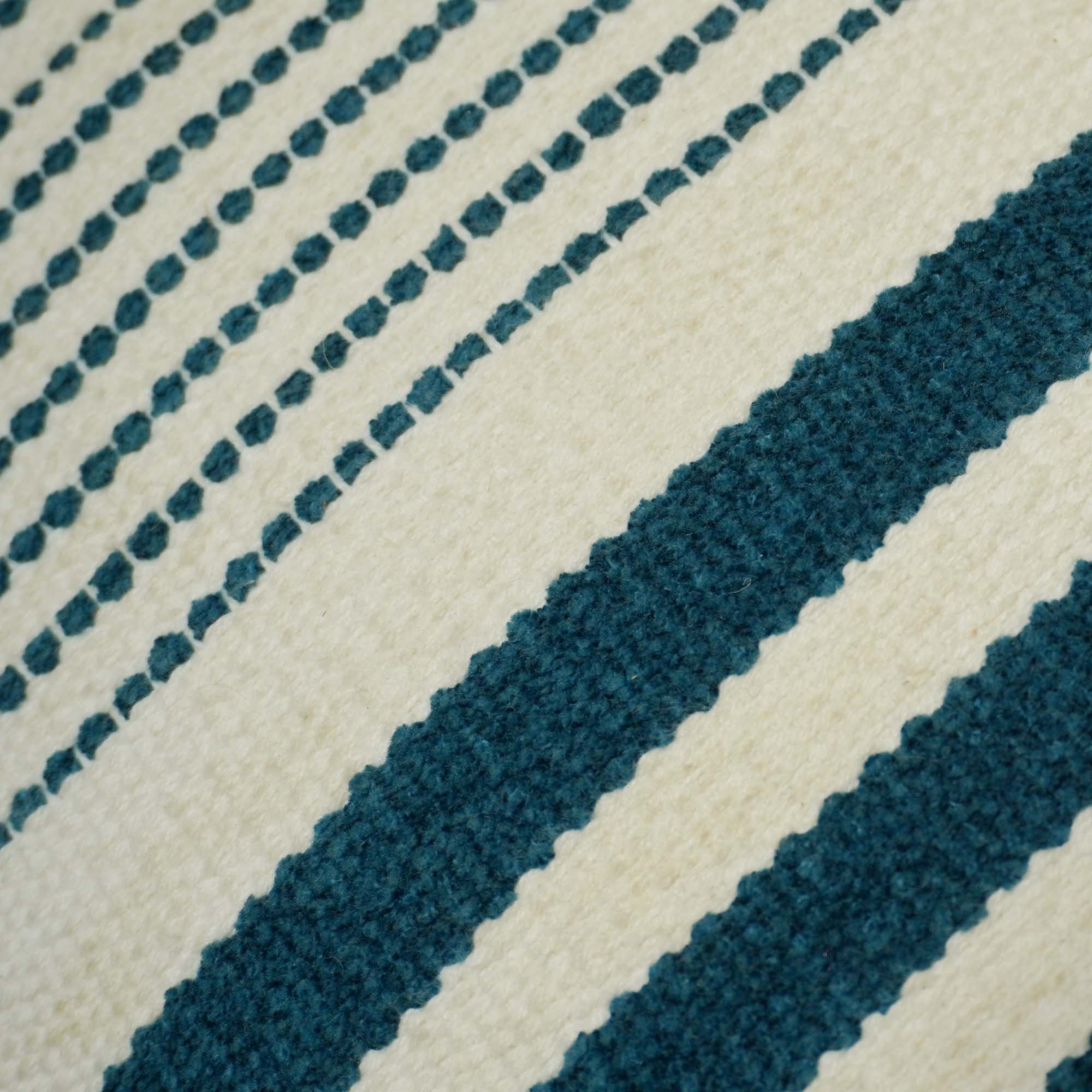 Handwoven Cotton Striped Cushion Cover 45x45 cm | Blue & Ivory Woven Decorative Throw Pillow Cover | Modern Coastal Farmhouse Sofa Cushion Cover | Hidden Zipper