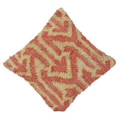 Handwoven Jute Cushion Cover – Natural & Red Geometric Pattern | Rustic Boho Decorative Pillow Case 18x18 Inch