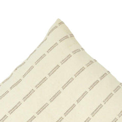 Minimal Embroidered Cotton Cushion Cover – Beige Striped Textured Design | 45x45 cm