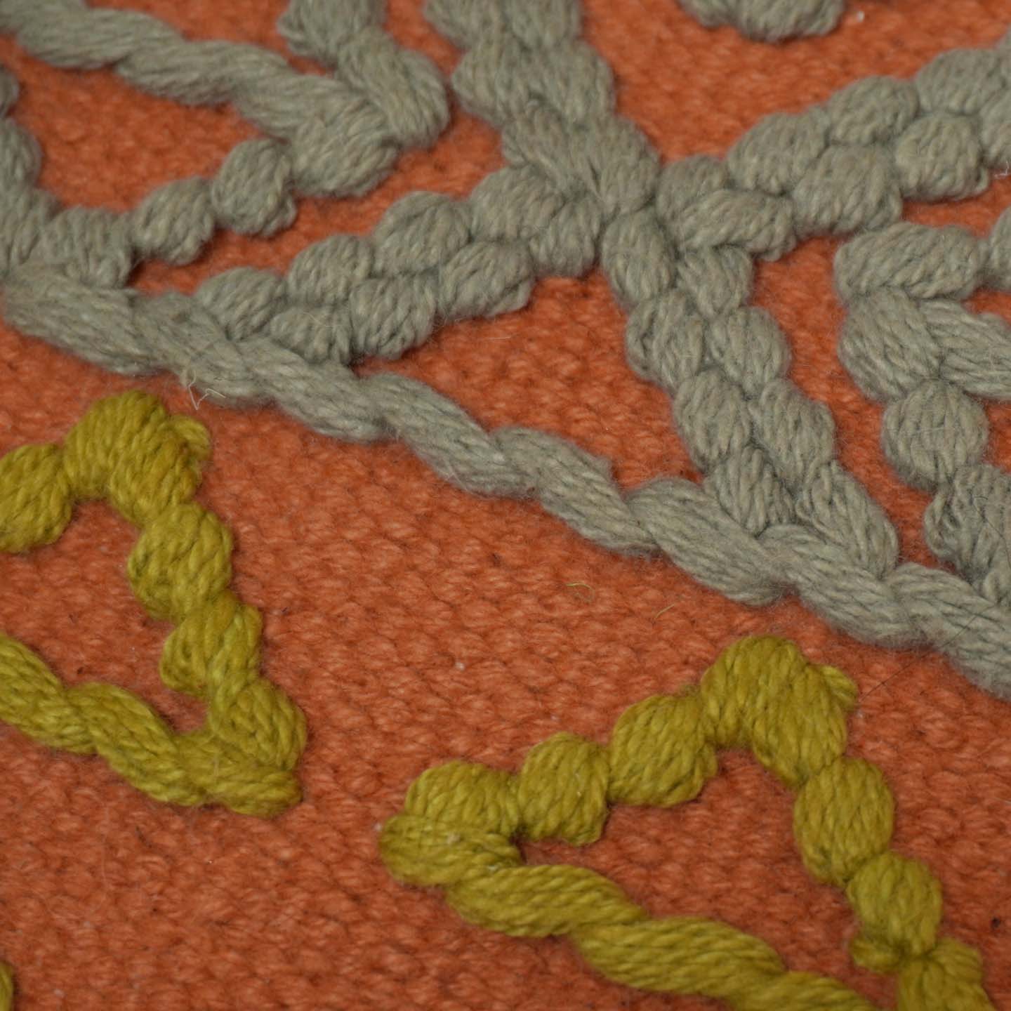 Handwoven Cotton Cushion Cover 45x45 cm | Tufted Boho Geometric Cushion Cover | Decorative Throw Pillow Cover with Tassel Accents | Hidden Zipper | Rust Multi