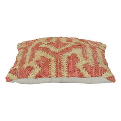 Handwoven Jute Cushion Cover – Natural & Red Geometric Pattern | Rustic Boho Decorative Pillow Case 18x18 Inch