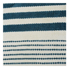 Handwoven Cotton Striped Cushion Cover | Dual Pattern Blue & White | Modern Textured Throw Pillow Case 18x18 Inch