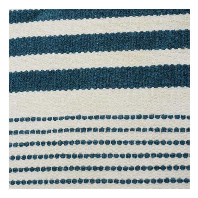 Handwoven Cotton Striped Cushion Cover | Dual Pattern Blue & White | Modern Textured Throw Pillow Case 18x18 Inch