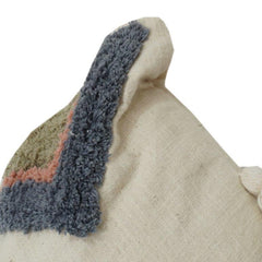 Geometric Tufted Cotton Cushion Cover with Tassels | Boho Textured Square Pillow Cover | Neutral & Earth Tone Decor
