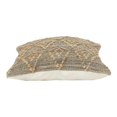 Handwoven Cotton Jute Cushion Cover 45x45 cm | Textured Geometric Pattern | Boho Rustic Decorative Pillow Case | Neutral Earth Tone Sofa Cushion