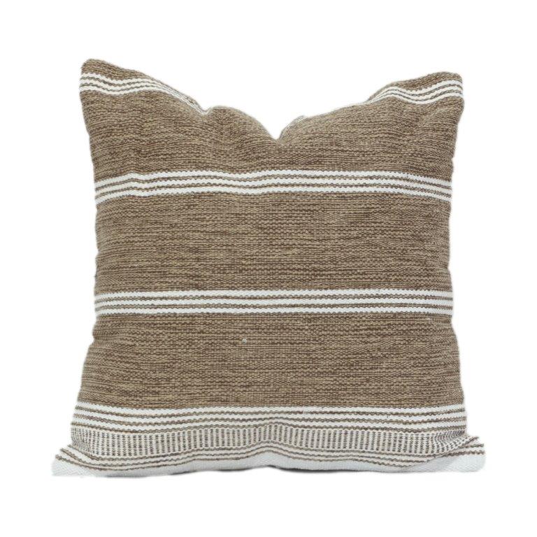 Handwoven Cotton Striped Cushion Cover | Neutral Beige & White | Textured Sofa Pillow Cover | 18x18 Inch - Bulk manufacturer & supplier from Panipat, India