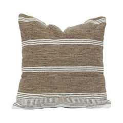 Handwoven Cotton Striped Cushion Cover | Neutral Beige & White | Textured Sofa Pillow Cover | 18x18 Inch