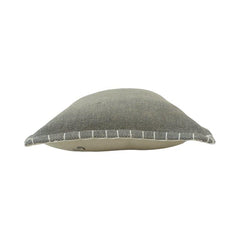 Sage Green Textured Cotton Cushion Cover with Striped Flange Border | 45 x 45 cm (18 x 18 Inch) Decorative Throw Pillow Cover