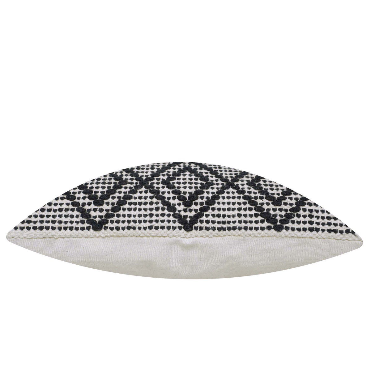 Handwoven Cotton Cushion Cover 45x45 cm – Black & Ivory Geometric Textured Design