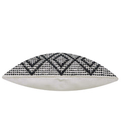 Handwoven Cotton Cushion Cover 45x45 cm – Black & Ivory Geometric Textured Design