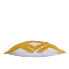 Mustard Yellow Tufted Cotton Cushion Cover 45x45 cm | Geometric Diamond Pattern | Handmade Textured Boho Throw Pillow Cover