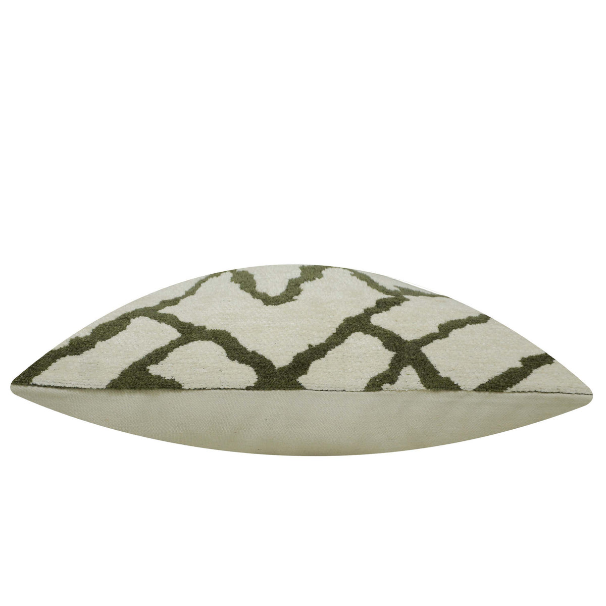 Geometric Jacquard Cotton Cushion Cover 45x45 cm | Ivory & Olive Green | Modern Trellis Pattern | Decorative Throw Pillow Cover with Hidden Zip