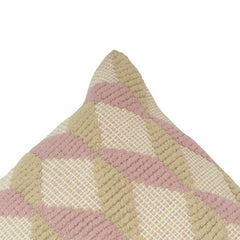 Handmade Tufted Geometric Cotton Cushion Cover 45x45 cm | Blush Pink & Beige Decorative Pillow Cover