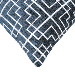 Handwoven Jacquard Cushion Cover – Navy Blue & White Geometric Pattern, 45 x 45 cm