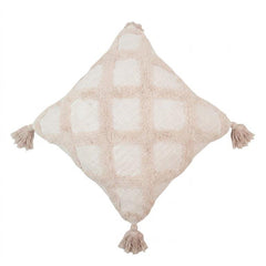 Tufted Diamond Pattern Cotton Cushion Cover – Beige Textured Throw Pillow Cover 45x45 cm