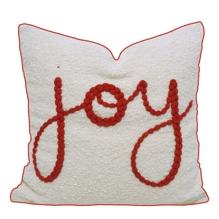 Handcrafted Ivory & Red Abstract Line Cushion Cover – 45 x 45 cm