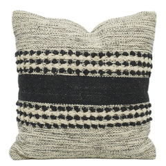 Handwoven Black & Cream Textured Cushion Cover – 45 x 45 cm