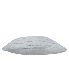 Handmade Tufted Cotton Cushion Cover 45x45 cm | Textured Geometric Boho Throw Pillow Cover | Off White Decorative Cushion Cover | Hidden Zipper | 18x18 Inch