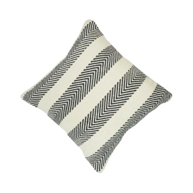 Handmade Black & White Chevron Cotton Cushion Cover | Woven Boho Throw Pillow Cover 45x45 cm - Bulk manufacturer & supplier from Panipat, India