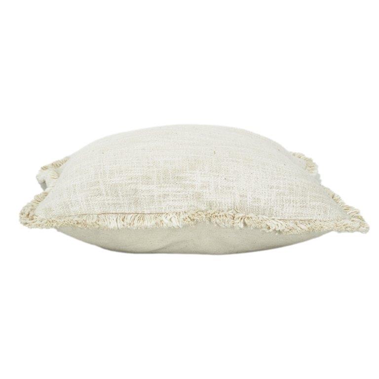 Natural Textured Cotton Cushion Cover with Fringed Edges – 45x45 cm | Minimalist Neutral Throw Pillow Cover
