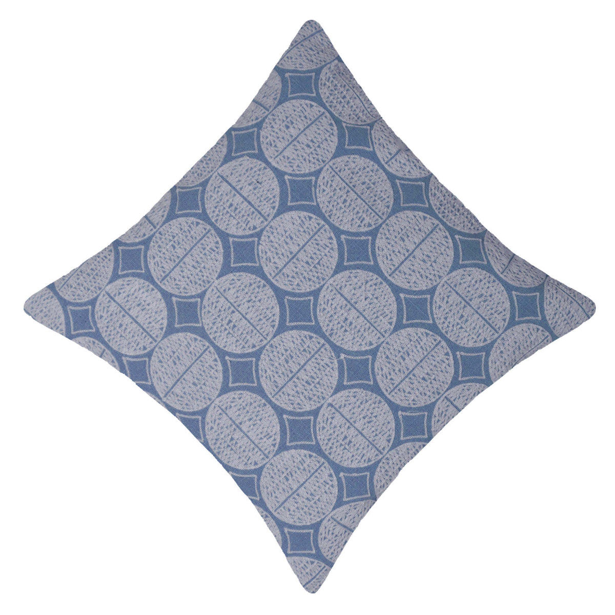 Machine Embroidered Geometric Cotton Cushion Cover 45x45 cm | Blue & White Decorative Throw Pillow Cover | Modern Square Cushion Cover with Concealed Zip