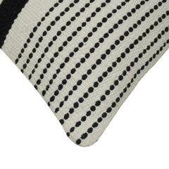 Handwoven Black & Ivory Striped Cotton Cushion Cover 45x45 cm | Modern Boho Woven Throw Pillow Cover | Hidden Zipper | 100% Cotton