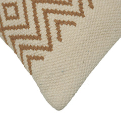 Handwoven Cotton Cushion Cover 45x45 cm | Geometric Diamond Pattern | Boho Decorative Throw Pillow Cover | Cream & Brown | Hidden Zip | Sofa & Bed Accent