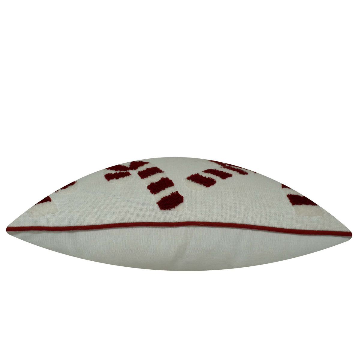 Hand Tufted Cotton Cushion Cover 45x45 cm | Red & Ivory Candy Cane Pattern | Decorative Throw Pillow Cover | Hidden Zipper | Modern Christmas Home Décor
