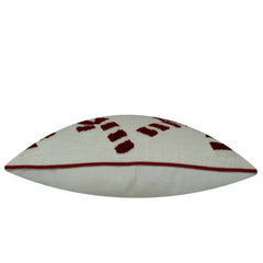 Hand Tufted Cotton Cushion Cover 45x45 cm | Red & Ivory Candy Cane Pattern | Decorative Throw Pillow Cover | Hidden Zipper | Modern Christmas Home Décor