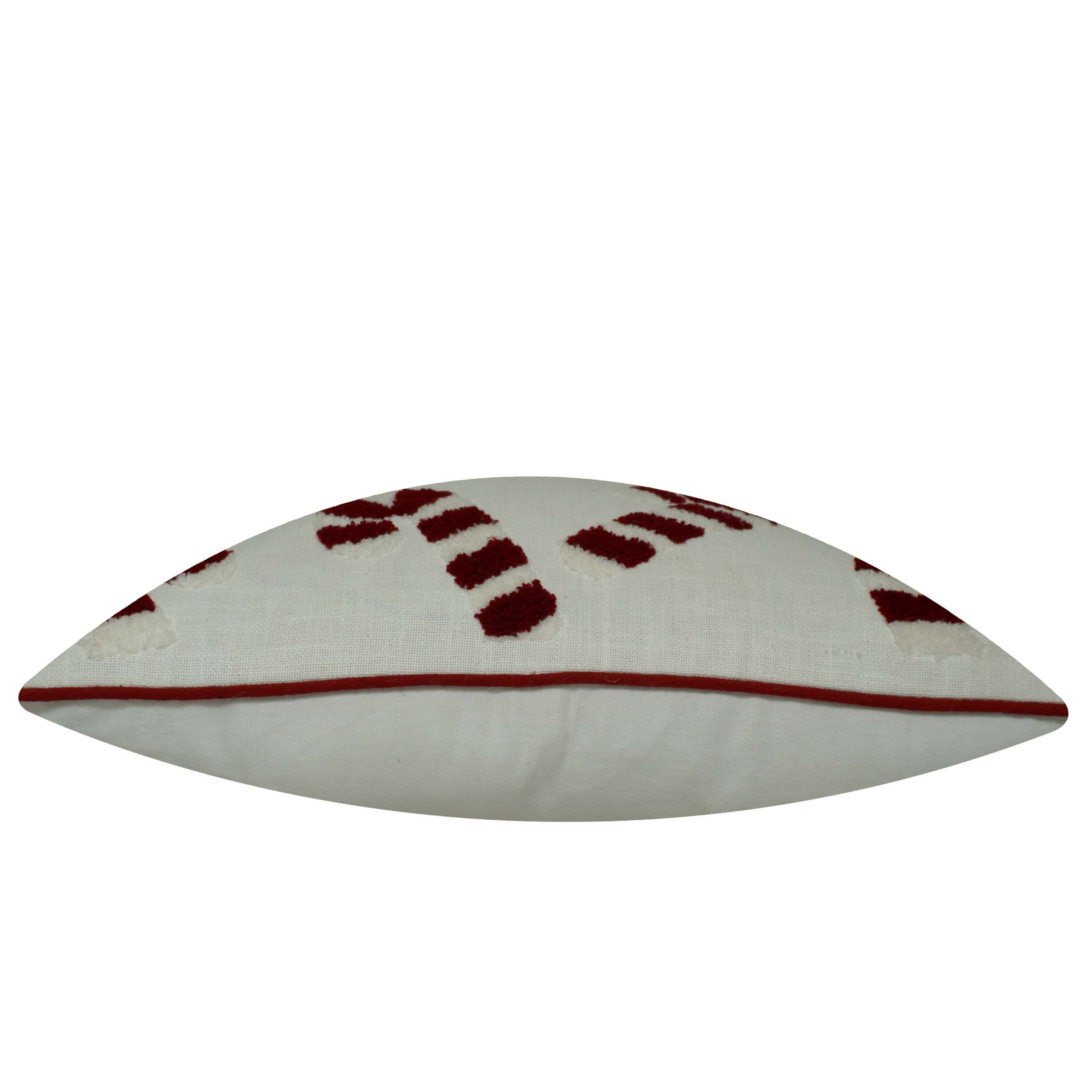 Hand Tufted Cotton Cushion Cover 45x45 cm | Red & Ivory Candy Cane Pattern | Decorative Throw Pillow Cover | Hidden Zipper | Modern Christmas Home Décor