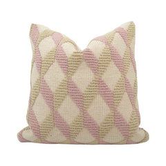 Handmade Tufted Geometric Cotton Cushion Cover 45x45 cm | Blush Pink & Beige Decorative Pillow Cover