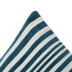 Handwoven Cotton Striped Cushion Cover | Dual Pattern Blue & White | Modern Textured Throw Pillow Case 18x18 Inch