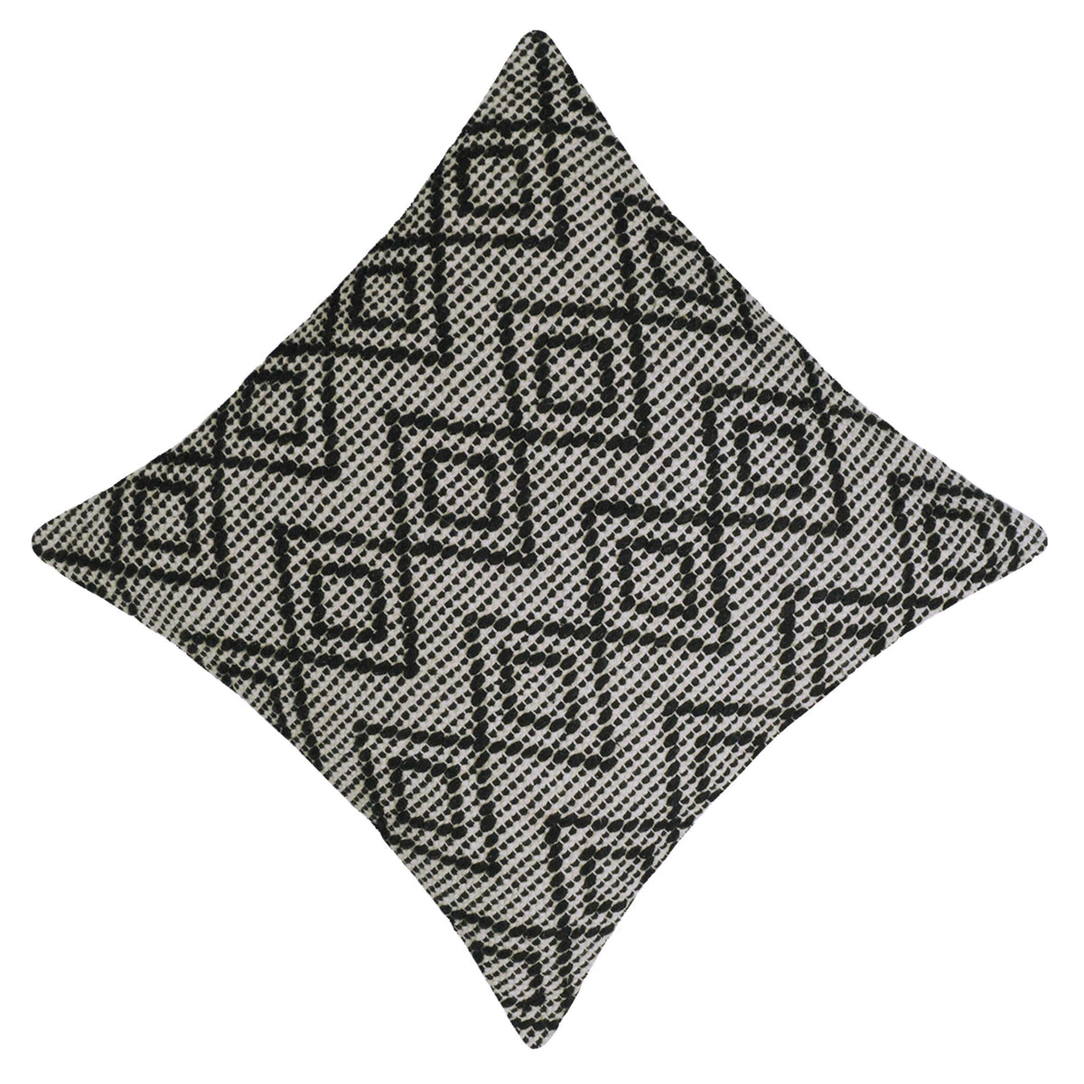 Handwoven Cotton Cushion Cover 45x45 cm – Black & Ivory Geometric Textured Design