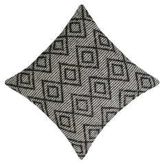 Handwoven Cotton Cushion Cover 45x45 cm – Black & Ivory Geometric Textured Design