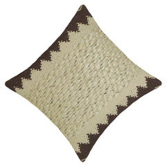 Handwoven Cotton Cushion Cover 45x45 cm | Textured Woven Boho Cushion Cover | Geometric Brown & Natural Decorative Pillow Cover with Hidden Zipper