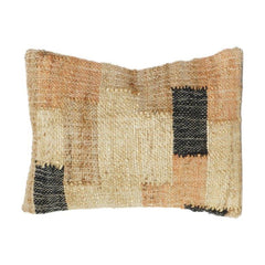 Handwoven Jute Patchwork Cushion Cover | Rustic Boho Textured Pillow | Natural Earth Tone Decor | 35x50 CM