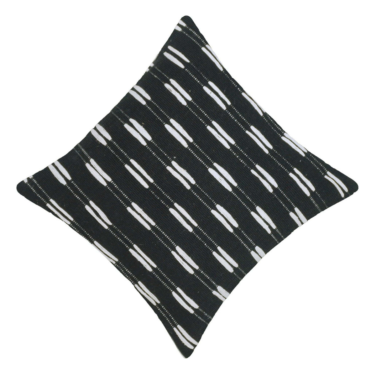 Handwoven Black & White Textured Cushion Cover 45x45 CM – Abstract Linear Pattern