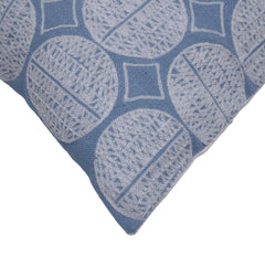Machine Embroidered Geometric Cotton Cushion Cover 45x45 cm | Blue & White Decorative Throw Pillow Cover | Modern Square Cushion Cover with Concealed Zip